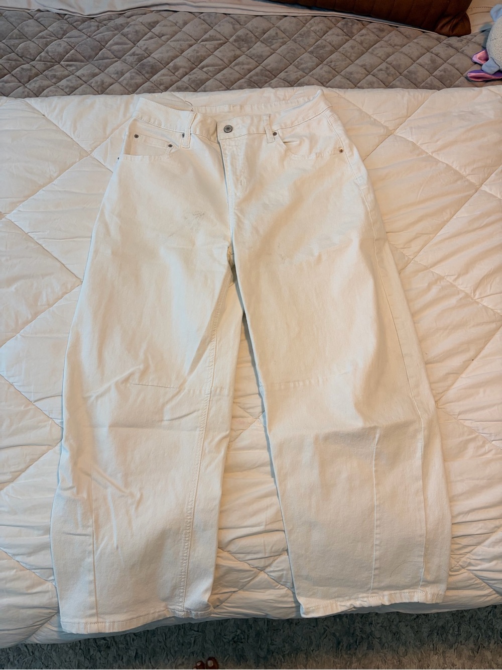 Barrel Leg White Denim Jeans